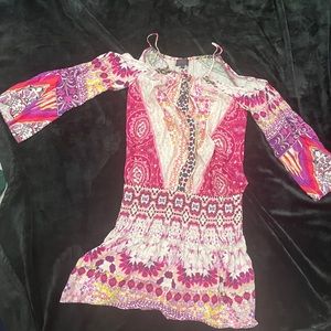 Hale Bob cold shoulder, above the knee, super cute summer dress.